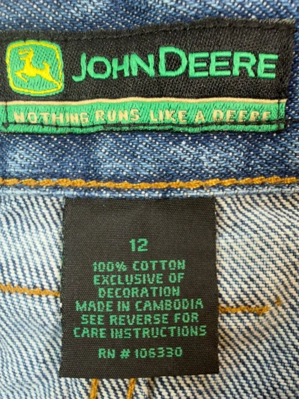 VTG John Deere Carpenter Shorts Boys 12 Denim Utility Workwear Jorts NOS NWT